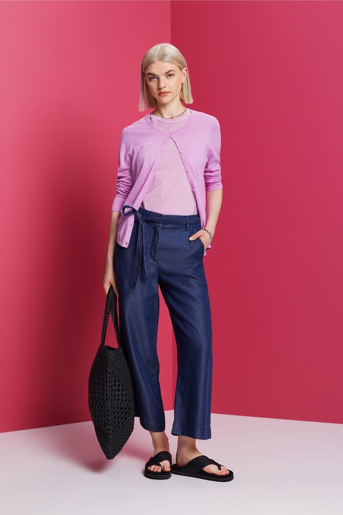 cropped wide leg trousers with TENCEL™ fibers - blue dark washed