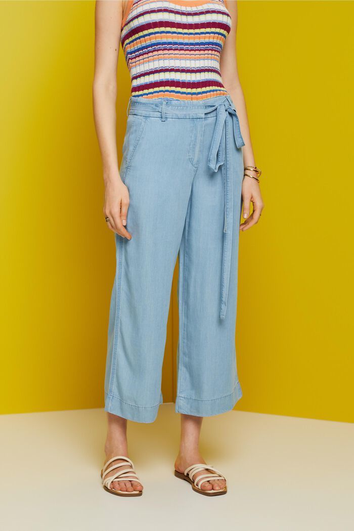 cropped wide leg trousers with TENCEL™ fibers - blue light washed
