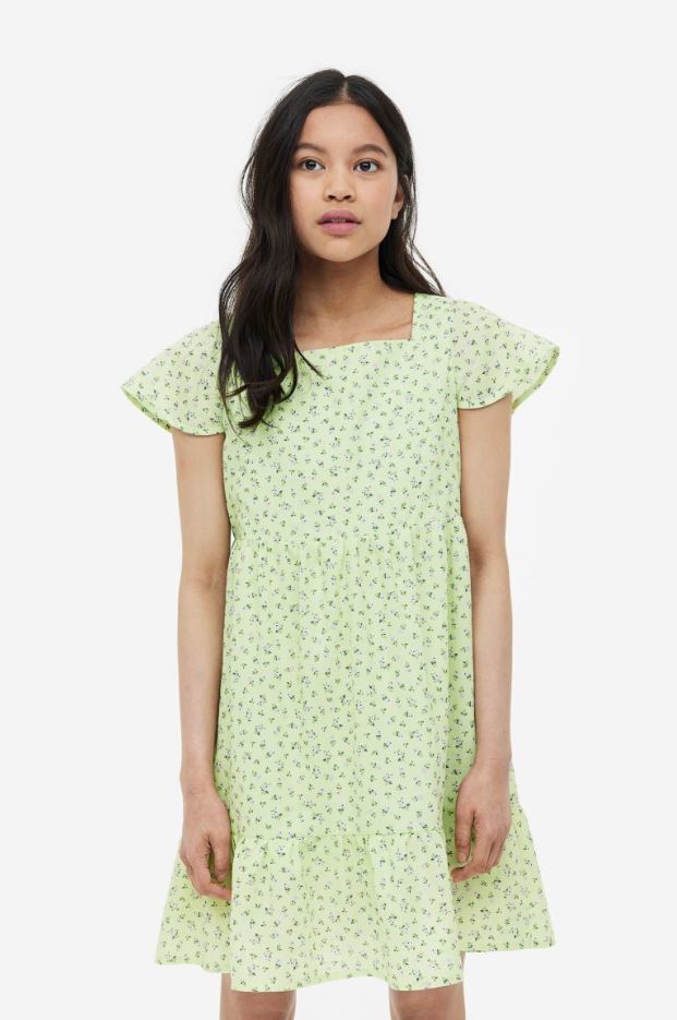 H&M | tiered dress - light green/floral