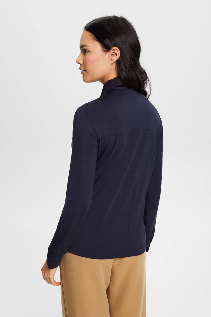 long-sleeved top with buttons - navy
