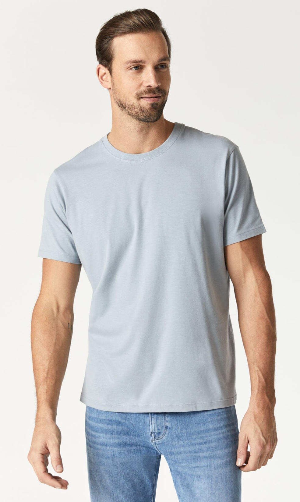 crew neck t-shirt - aluminum natural dye