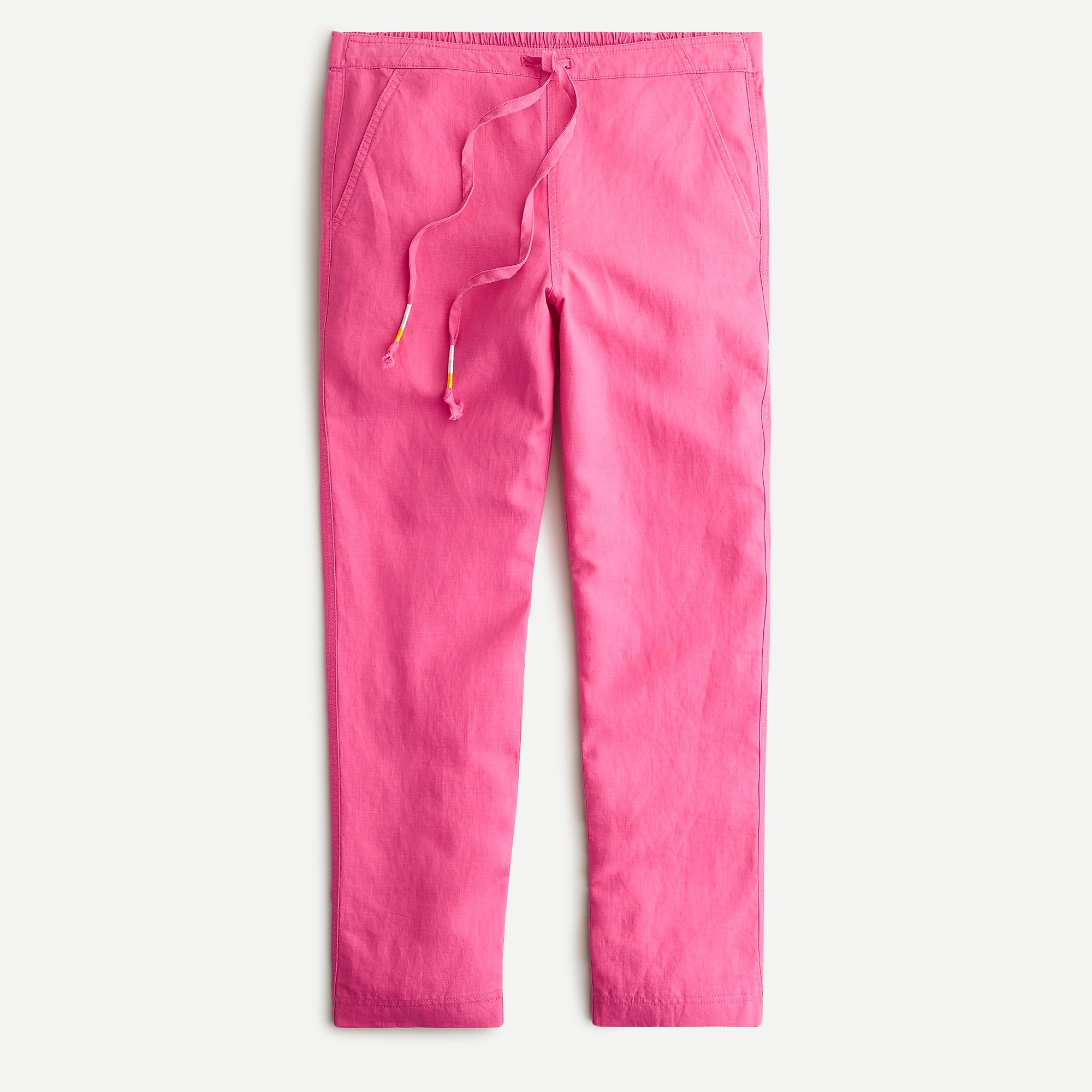 tall tie-waist seaside pant in linen blend - neon fuchsia