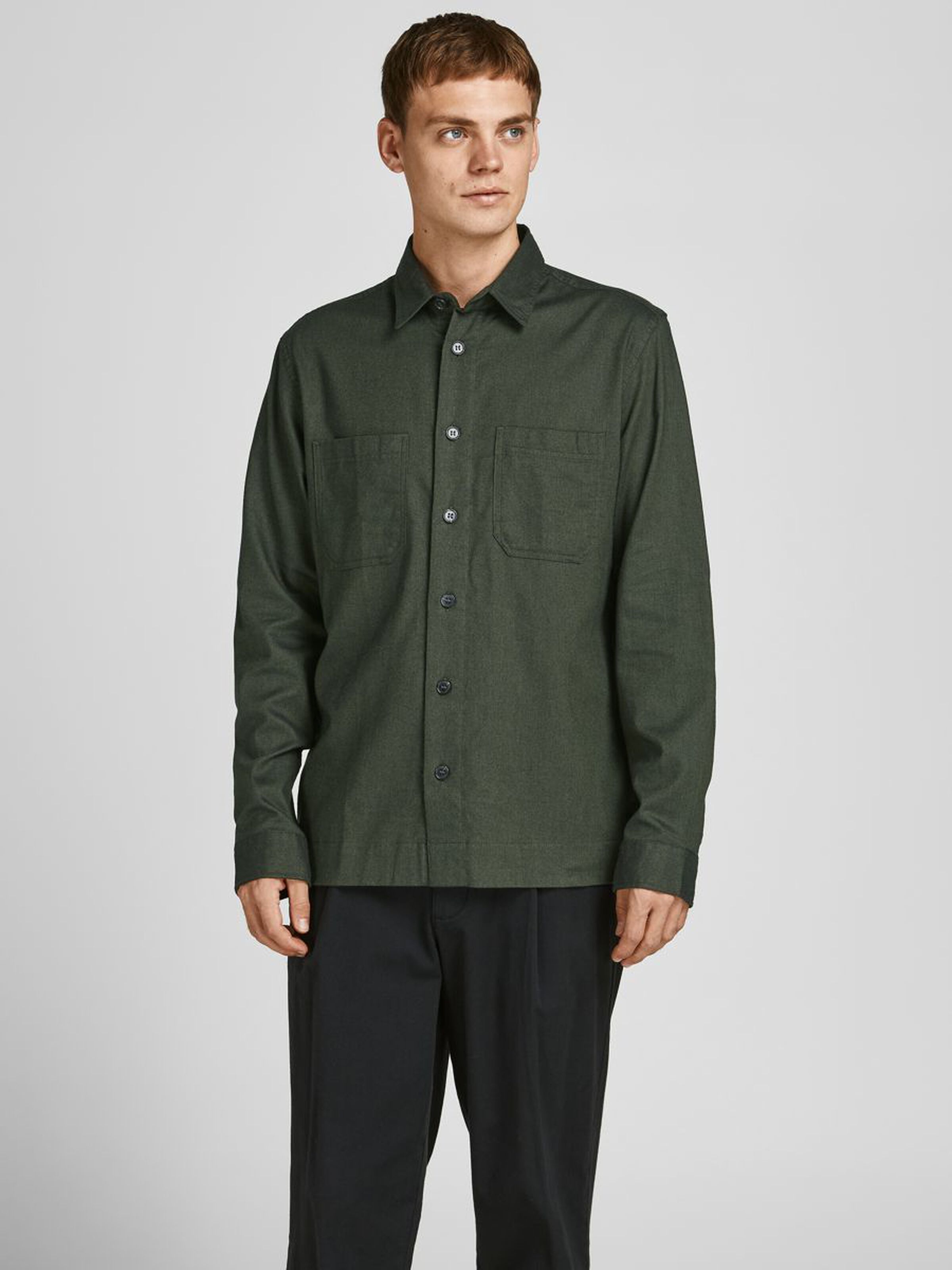 comfort fit casual shirt - green/olive night