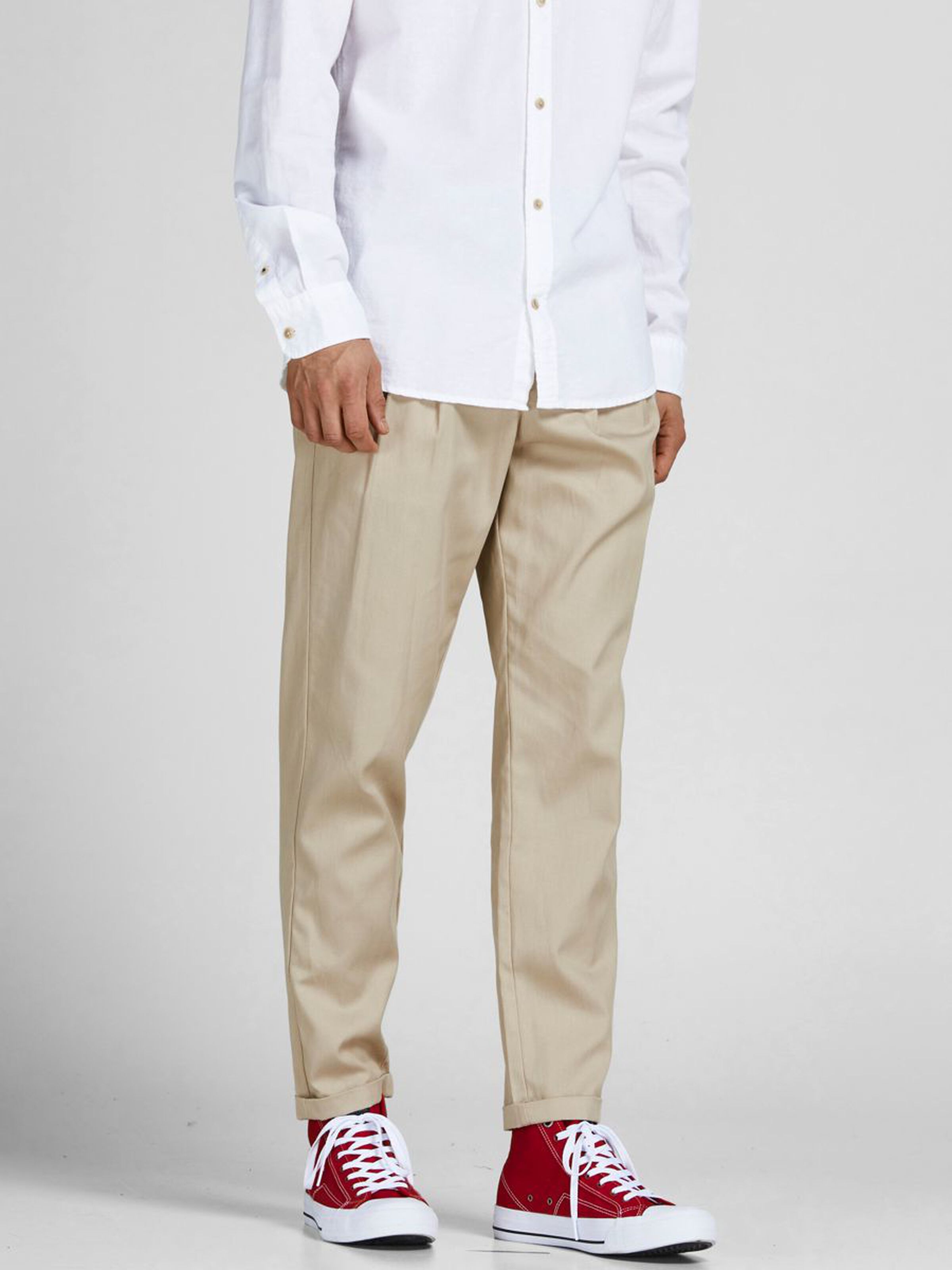 regular fit chinos trousers - beige/oxford tan