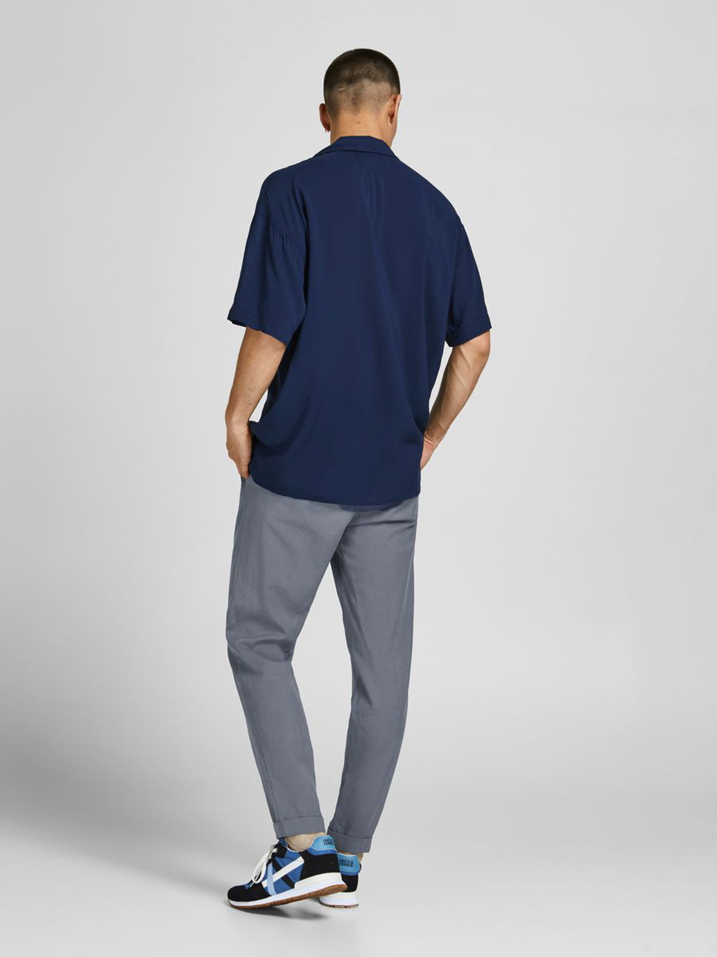 regular fit chinos trousers - blue/grisaille