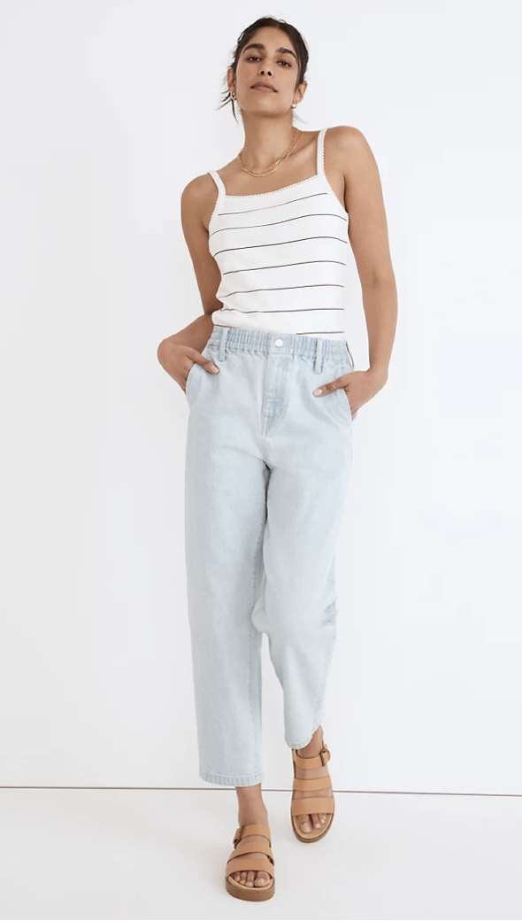 pull-on balloon jeans in brittany wash: TENCEL™ Denim edition