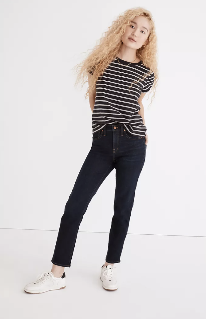 tall mid-rise stovepipe jeans in larkspur wash: TENCEL™ Denim edition