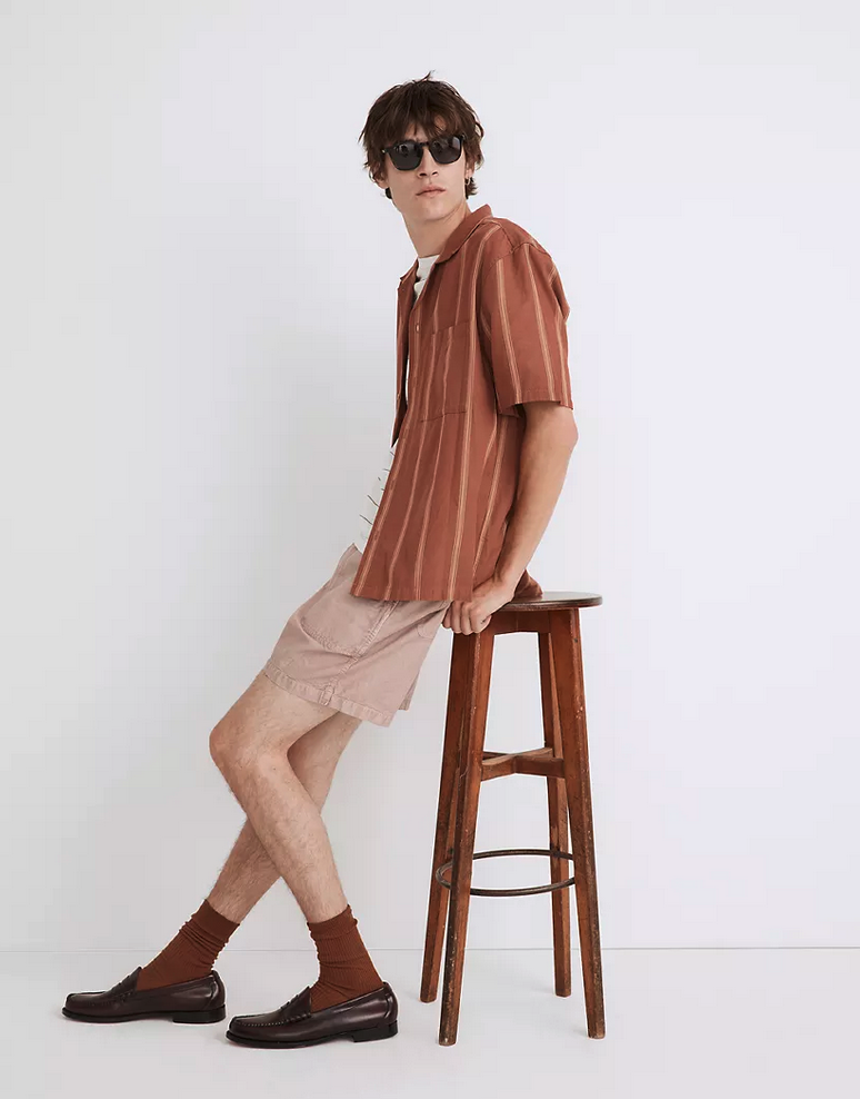 Cotton-Blend Boxy Camp Shirt - curnt umber