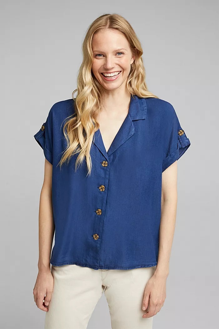 100% lyocell blouse-blue dark washed