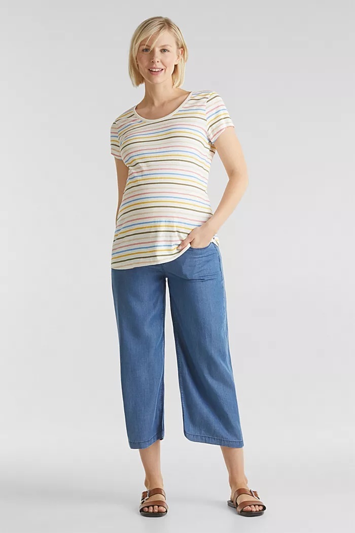 TENCEL™ Lyocell culottes with an under-bump waistband- blue medium washed