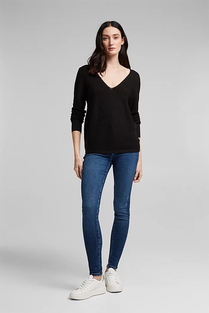 with lyocell TENCEL™: ribbed jumper- black