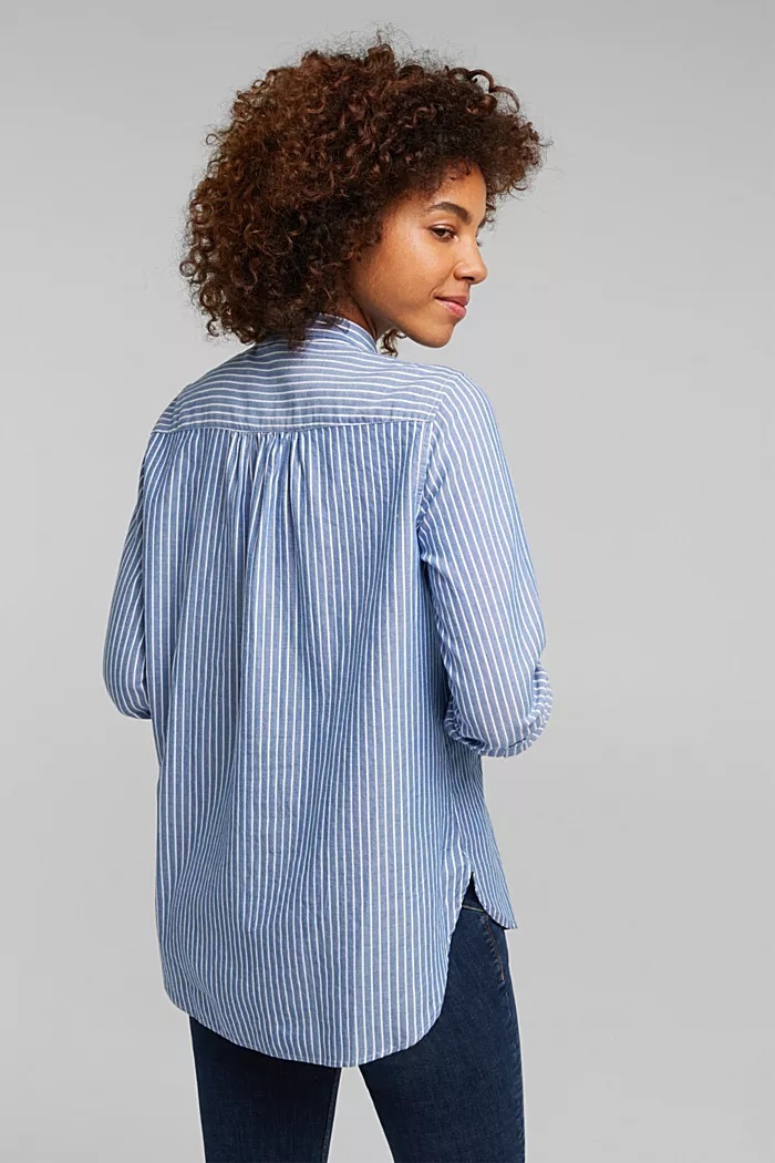 pussycat bow blouse containing organic cotton - light blue