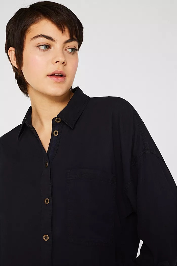 adjustable shirt blouse, 100% TENCEL™ Lyocell - navy