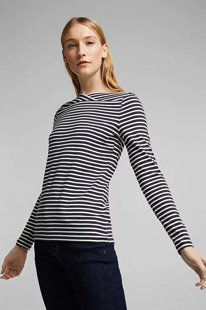 in a TENCEL™ Modal blend: striped shirt - navy