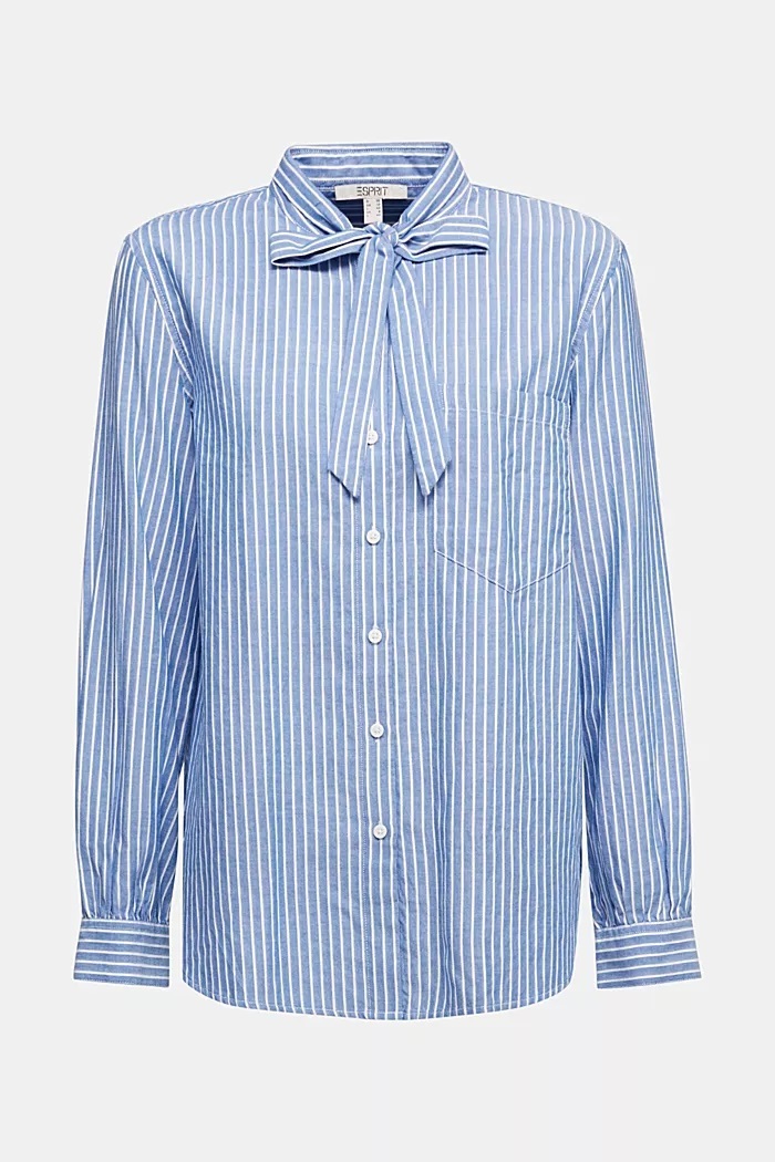 pussycat bow blouse containing organic cotton - light blue