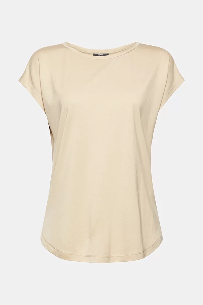 Made of TENCEL™: T-shirt with a rounded hem - sand