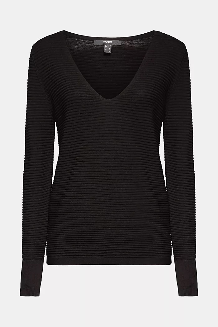 with lyocell TENCEL™: ribbed jumper- black