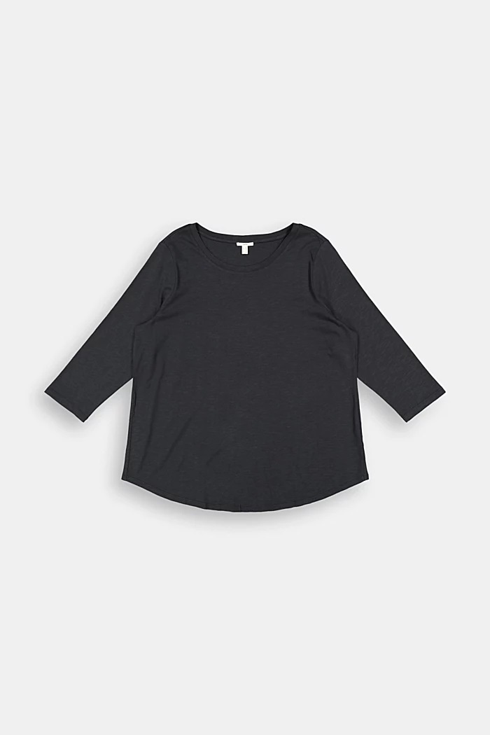 curvy long sleeve top containing organic cotton/TENCEL™ fibers - black