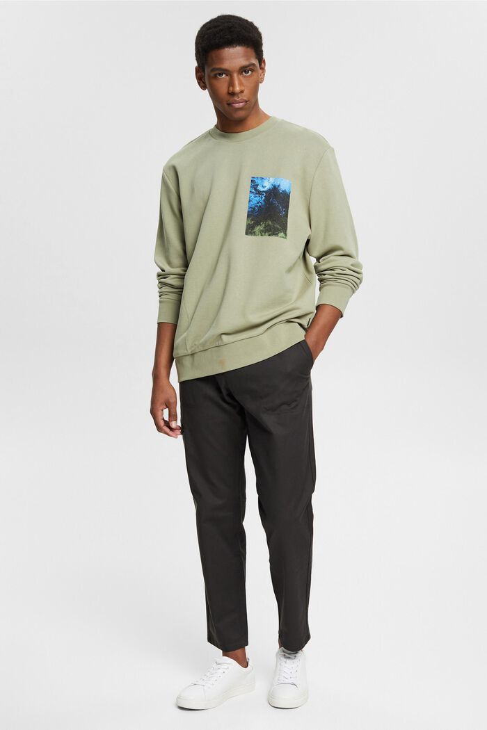 Cotton blend sweatshirt with TENCEL™ - light khaki