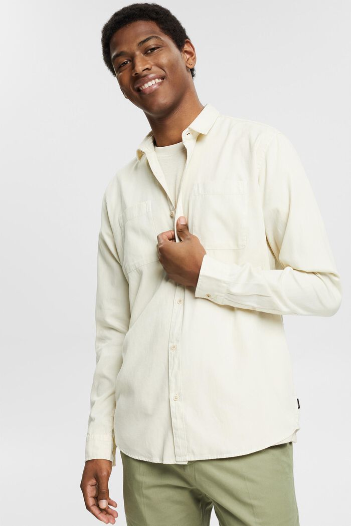containing TENCEL™: shirt with breast pockets - cream beige