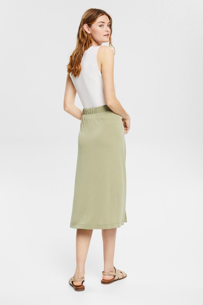Containing TENCEL™: midi skirt with slits - light khaki