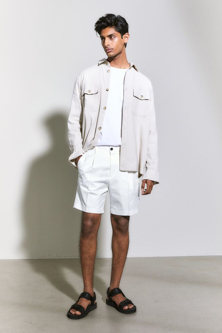 regular fit tailored shorts - white