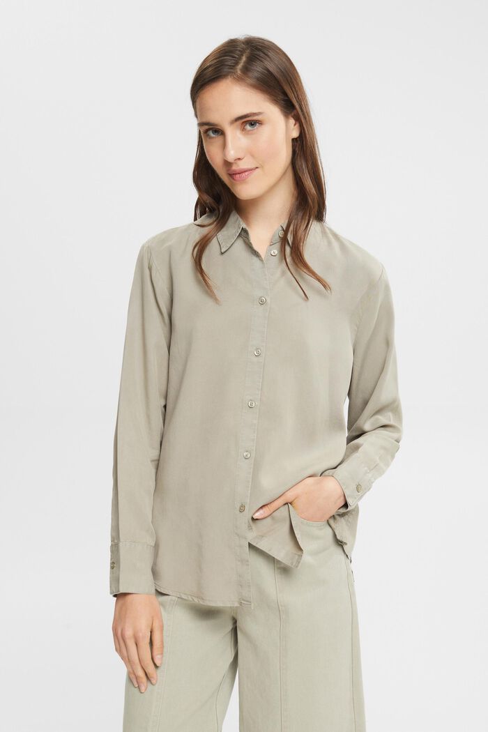 made of TENCEL™: shirt blouse - pale khaki
