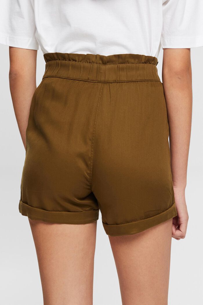 Made of TENCEL™: shorts with a drawstring waistband - khaki green