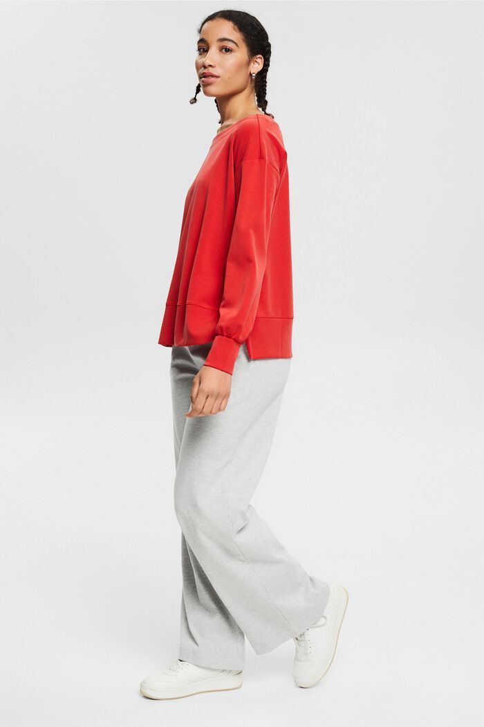Containing TENCEL™: sweatshirt with side slits - orange red