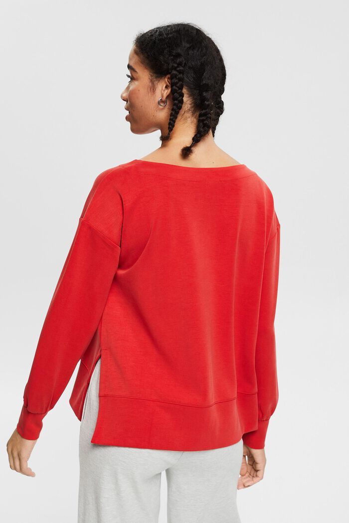 Containing TENCEL™: sweatshirt with side slits - orange red