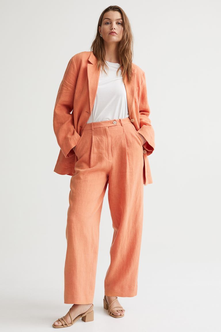 tailored linen trousers - orange