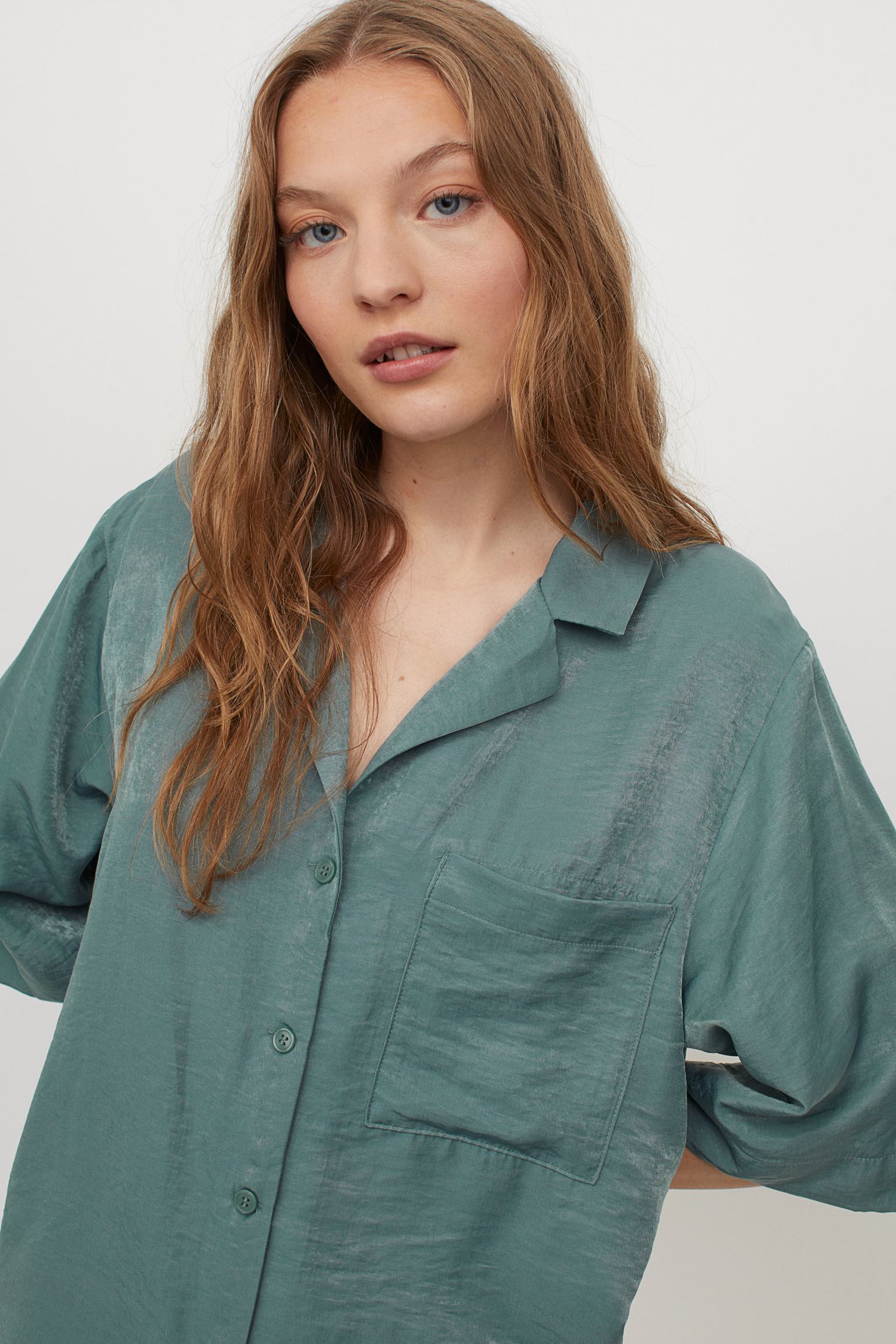 Lyocell-blend shirt - turquoise