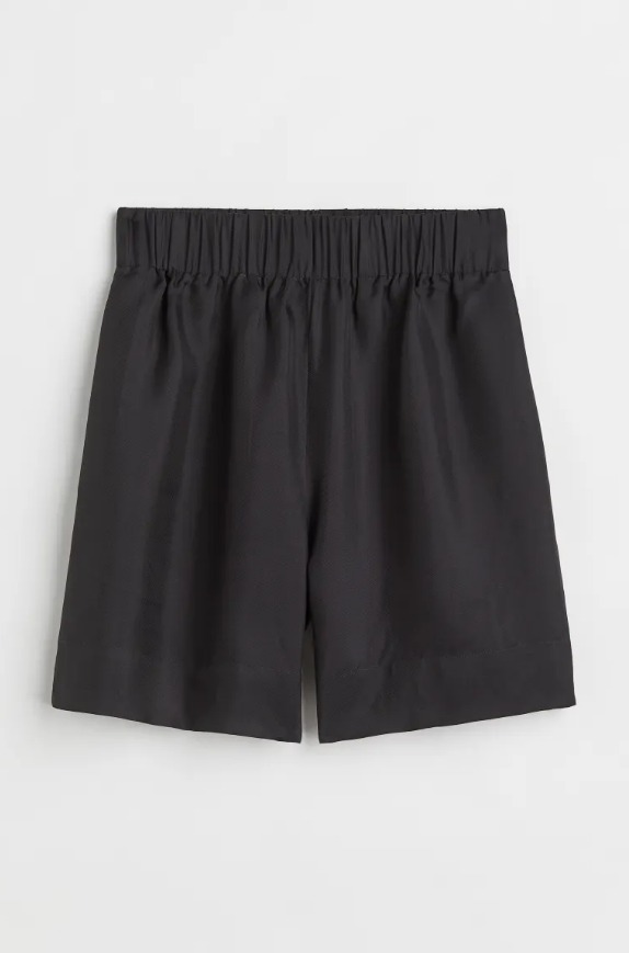 Silk-blend Twill Shorts - black