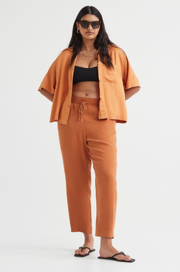 Pull-on Lyocell-blend Pants - rust brown