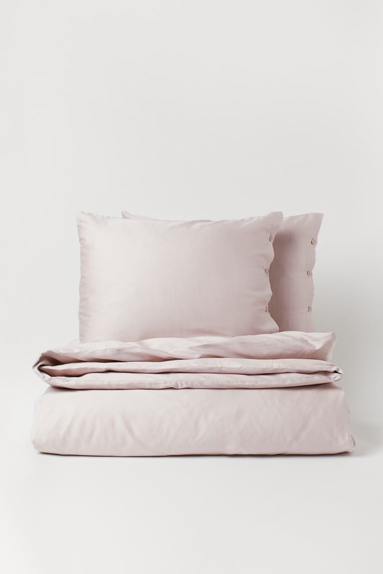 lyocell-blend duvet cover set (king/queen) - light pink