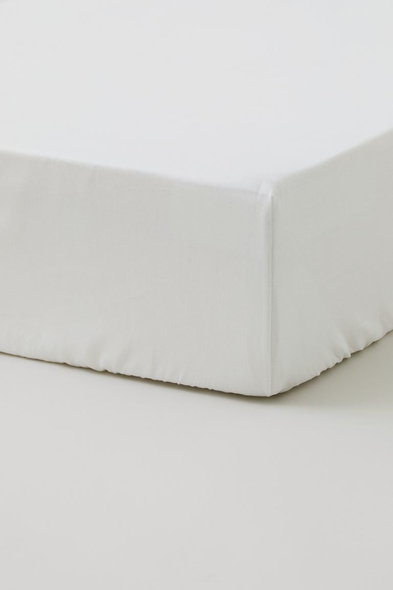 lyocell-blend fitted Sheet(queen) - white
